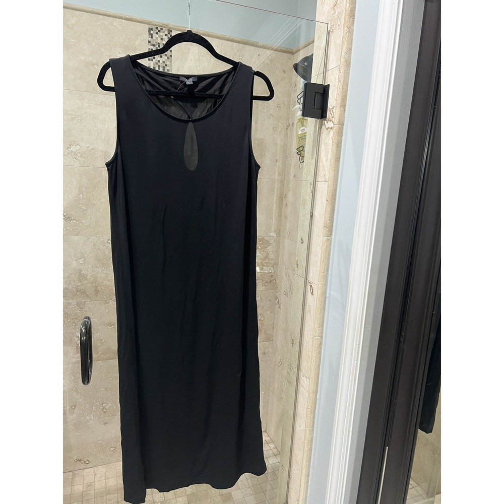 COS Black Sleeveless Maxi Midi Dress M Cutout Back Keyhole Knit Stretch Rayon